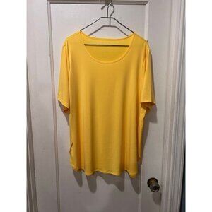 Susan graver XL yellow polyester short sleeve blouse